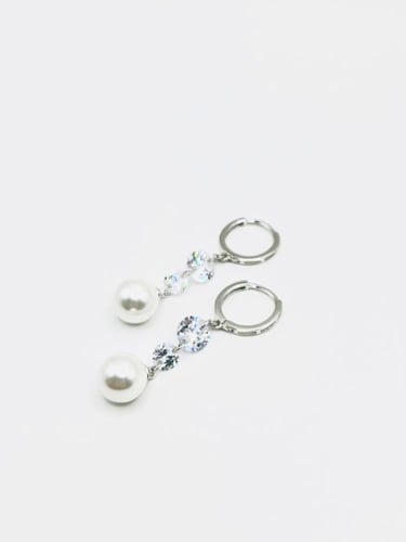 حلق pearl & crystal drop earings