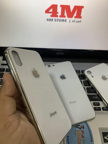 كفر ايفون زجاج فضي Silver glass case