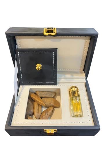 علبة جلد مع أوقية عود + ربع تولة