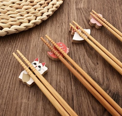 طقم أدوات مائدة عيدان الخيزران والخشب المطبوعة بال...