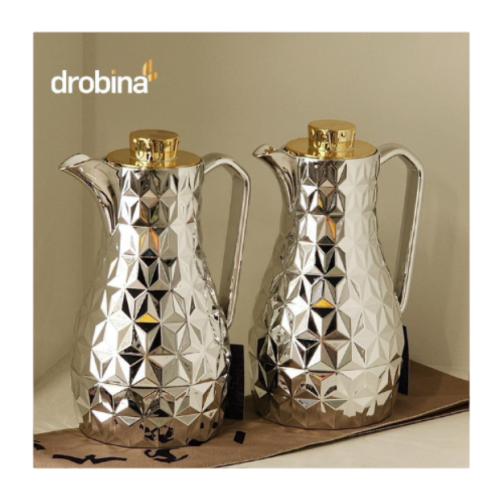 طقم ترامس drobina فضي غطاء ذهبي