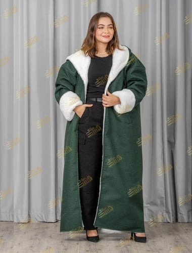 طقم فروه شتويه لون زيتي للام والبنت