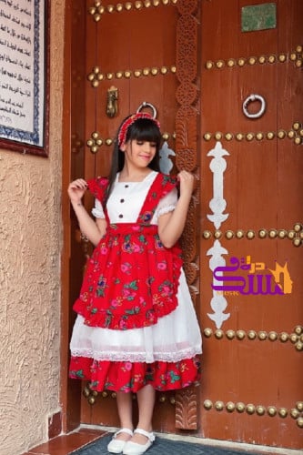 فستان شالكي ريفي لون أحمر