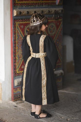 فستان بناتي أسود بشعار يوم التأسيس متجر درة مسك