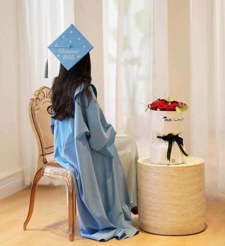 عبايات تخرج فاخرة لون أزرق سماوي