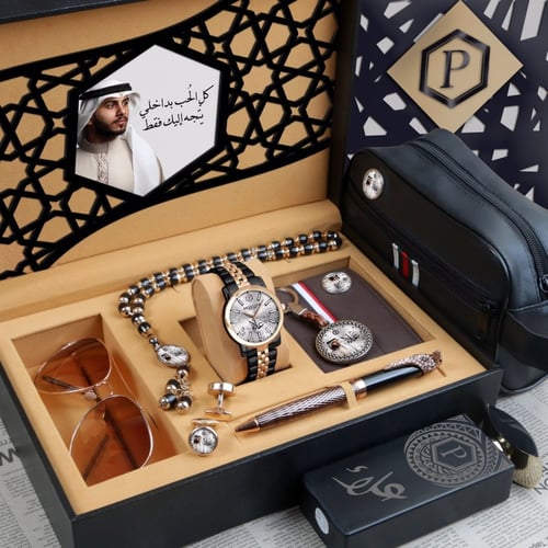 أطقم ساعات رجالية بتصميم عصري حديث مع مجموعة إكسسو...