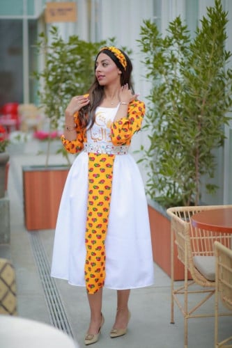 فستان نسائي شالكي لون اورنج