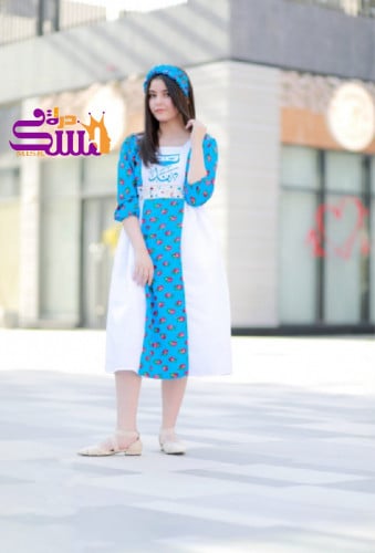 فستان شالكي بناتي تركواز