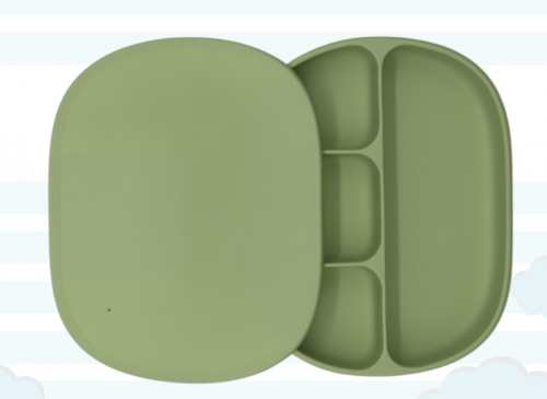 طبق السيليكون بغطاء ، يأتي بخاصية الشفط و مقسمة (...