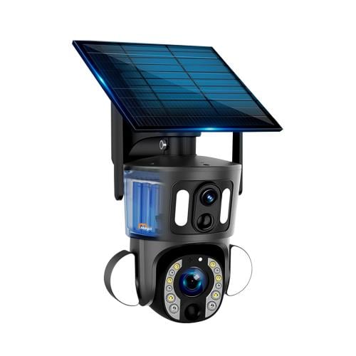 كاميرا ميجا 4G بالطاقة الشمسية بعدستين (دقة 4K وزو...