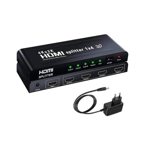 موزع HDMI 1x4 يدعم 4K (عرض المحتوى على 4 شاشات في...