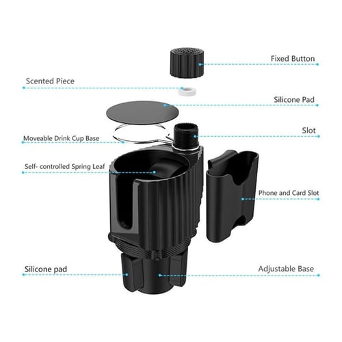 حامل أكواب وجوال للسيارة 4 في 1 (منظم ذكي وقابل لل...