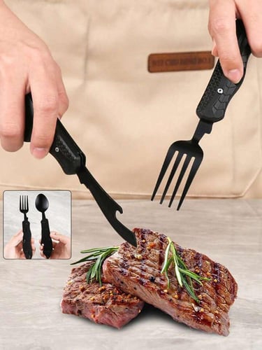 شوكه وملعقه وسكين ومفك فولاذ أصلي أداه تستخدم بشكل...