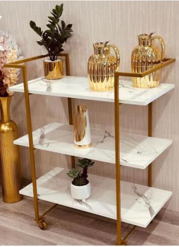 عربية تقديم خشب رخام قواعد حديد