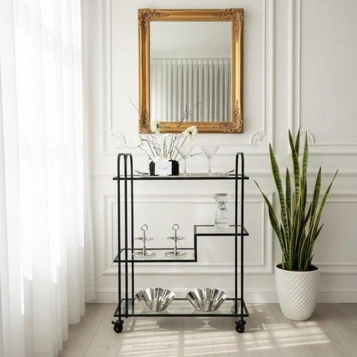 عربة تقديم مودرن 3 رفوف زجاج