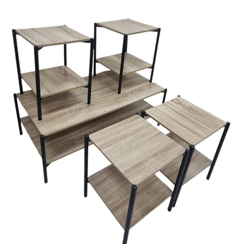 طقم طاولات تقديم خشبية بدورين 4+1 – سطح وأرضية خشب...