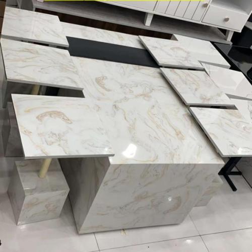 طاولة مجلس بديل الرخام مع 6 خدمة – تصميم فاخر