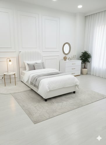 سرير مفرد خشب . أناقة مخملية وتصميم هندسي فريد