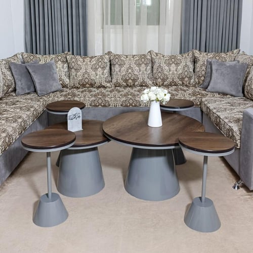 طاولات مجلس سطح خشب وقواعد حديد بلون ذهبي أو فضي –...