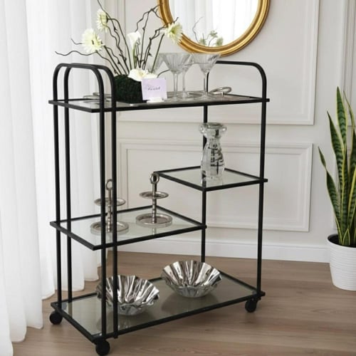 عربة تقديم مودرن 3 رفوف زجاج