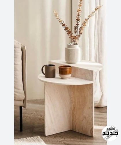 طاولة خدمة رخامية بتصميم المستويين المتقابلين