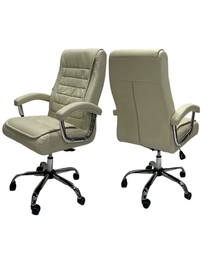 كرسي مكتب جلد دوار عالي الظهر