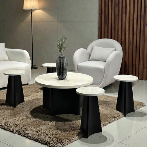 طقم طاولة قهوة مع طاولات خدمة الدائري بتصميم عصري...