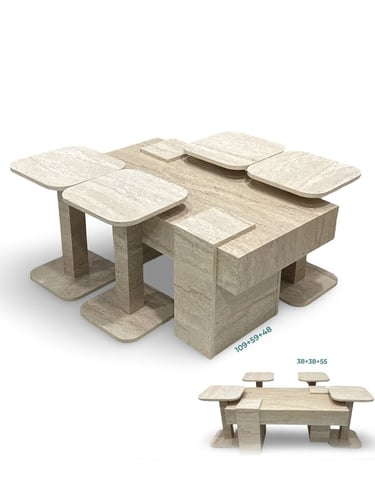 طاولة مجلس و5 قطع طاولات خدمه بتصميم عصري وحديث