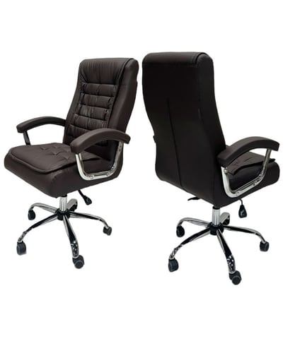 كرسي مكتب جلد دوار عالي الظهر