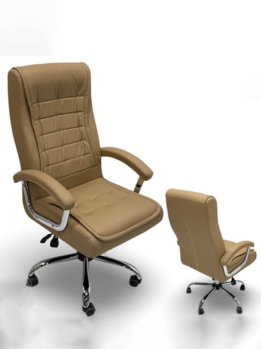 كرسي مكتب جلد دوار عالي الظهر