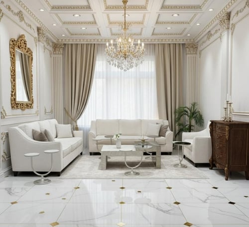 طقم طاولات ضيافة ملكي - فخامة بديل الرخام