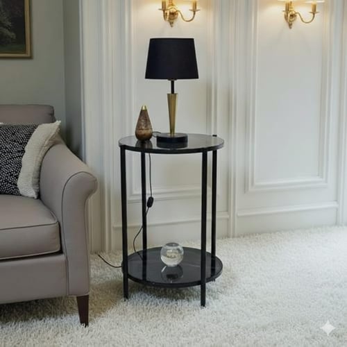 طاولة خدمة مودرن دائرية - أسود ملكي.