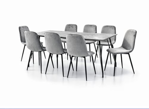 طاولة طعام خشب مع 8 كراسي مخمل