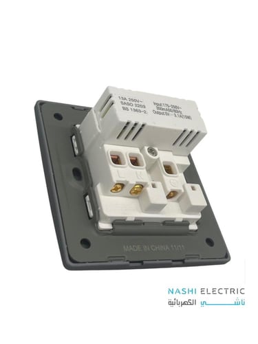 فيش مع مفتاح 13 امبير مع تايب سي لوكلير رمادي LECL...