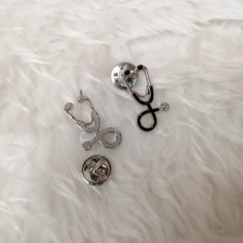 Medical Brooch Stethoscope Silver