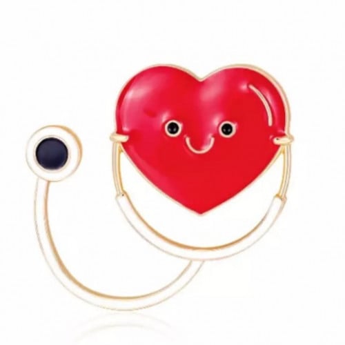 Medical Brooch Stethoscope With Heart Logo 3