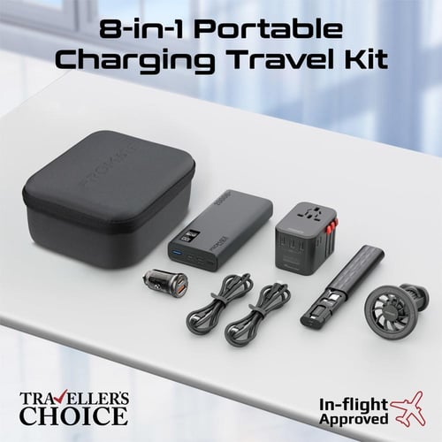 بروميت مجموعة السفر المتكاملة 8 في 1 بقدرة شحن هائ...