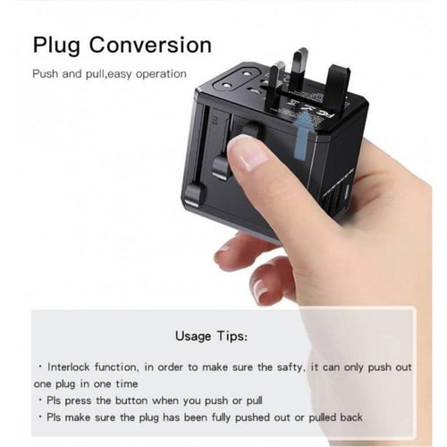 يسيدو شاحن سفر عالمي متعدد المنافذ اسود-MC10