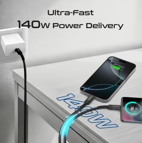 بروميت كابل شحن USB-C الى USB-C مزدوج مضفر بالقماش...