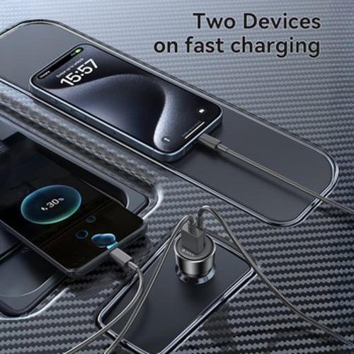 يسيدو شاحن جوال للسيارة بمنفذين تايب سي و يو اس بي...