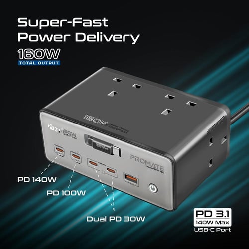 بروميت محطة شحن 10‑في‑1 بمنافذ AC وUSB‑C ويو اس بي...