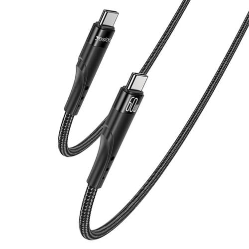 يسيدو كيبل شحن قماشي تايب سي طرفين 60واط 3 متر اسو...