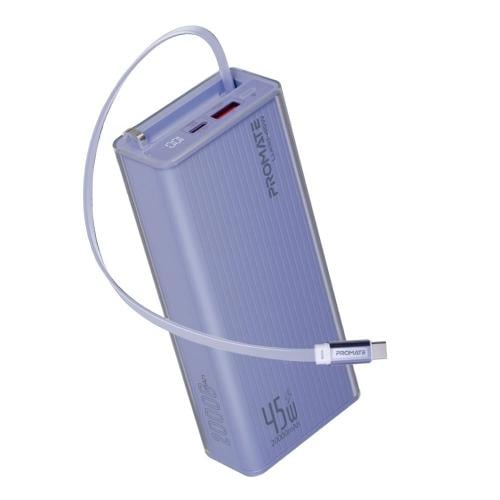 بروميت باور بانك مع كيبل تايب سي مدمج سعة 20000mAh...