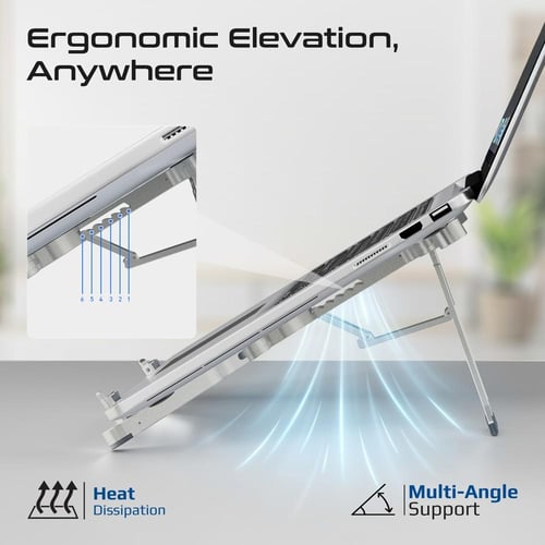 بروميت حامل لابتوب ألمنيوم محمول وقابل للطي بـ 6 ز...