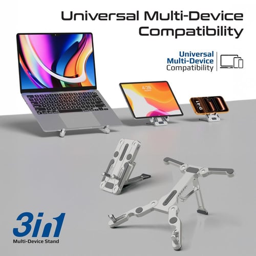 بروميت حامل لابتوب ألمنيوم محمول وقابل للطي بـ 6 ز...