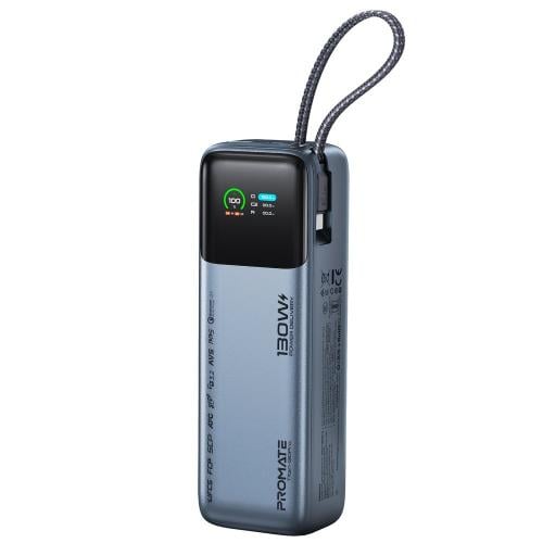 بروميت بطارية متنقلة بسعة 20000mAh وقوة 130W مع كا...