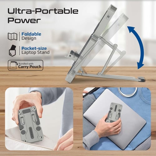 بروميت حامل لابتوب ألمنيوم محمول وقابل للطي بـ 6 ز...