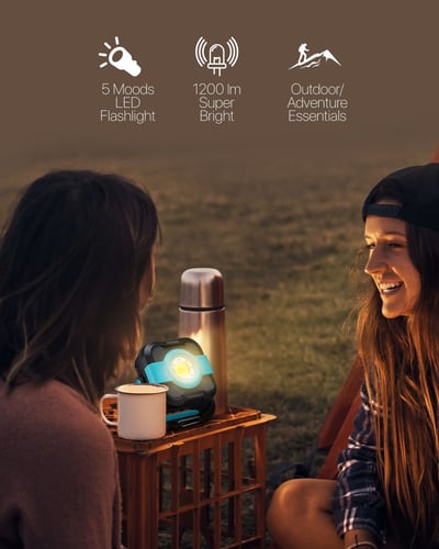 بروميت اضاءة للتخييم وبطارية متنقلة 9000 مللي امبي...