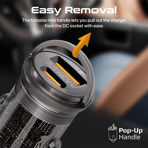 بروميت شاحن سيارة ميني شفاف 65 واط -TransDrive-65W