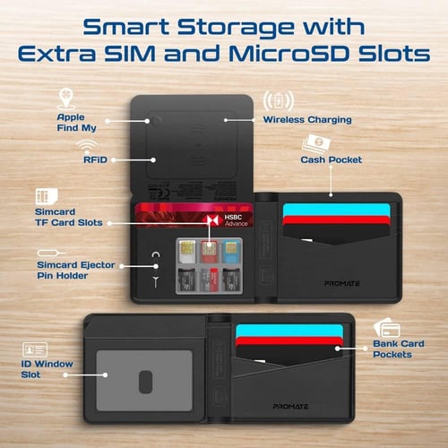 بروميت محفظة ذكية جلدية مع تتبع Apple Find My وحما...